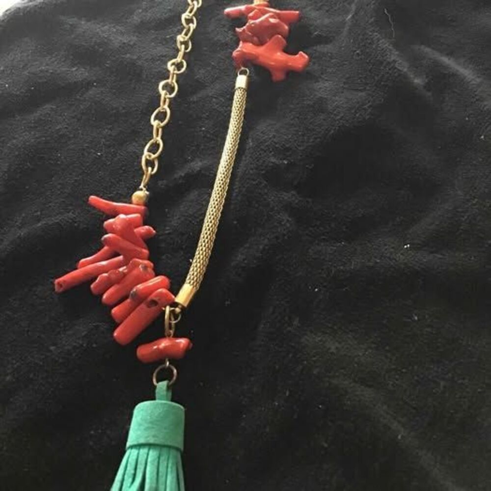 Red Coral Style Tassel Necklace